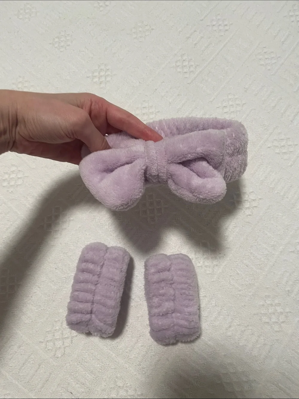 🖤5/$25 new lilac purple spa headband wrist band cuffs so soft!!!!